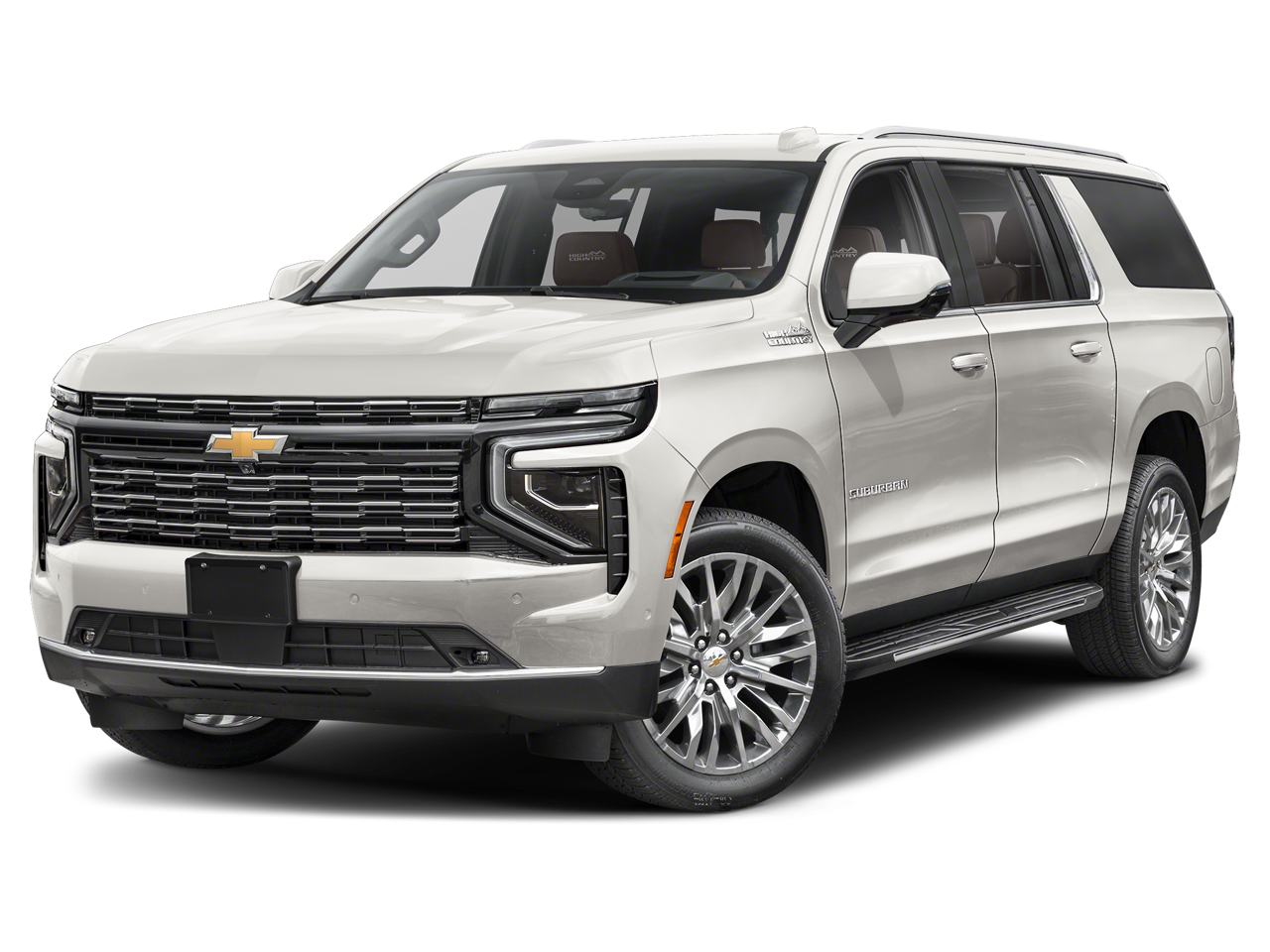 2026 Chevrolet Suburban High Country in Polar White Tricoat — front three-quarter view