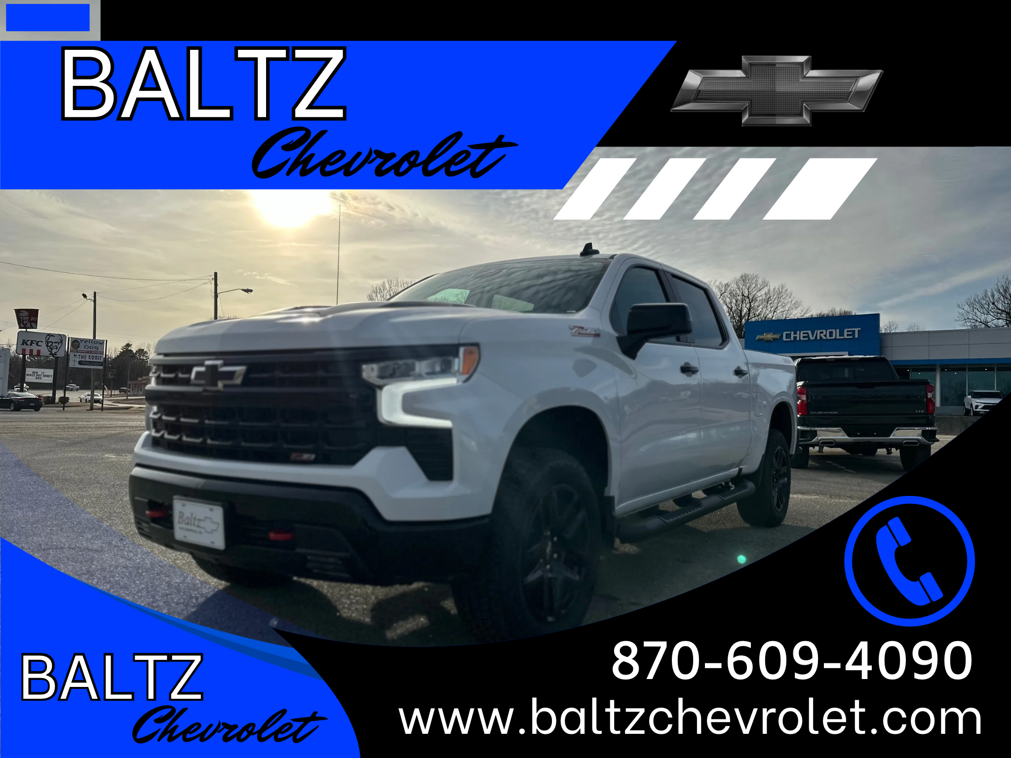 2023 Chevrolet Silverado 1500 LT Trail Boss in Summit White — front three-quarter view
